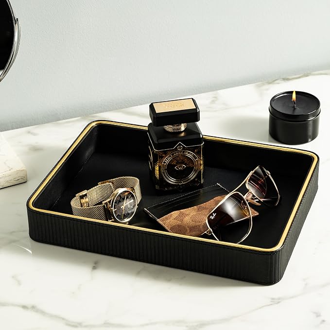 Nightstand Tray Perfume Tray Valet Tray Night Stand Bedside Organizer| Perfume Organizer Catchall| Perfume Trays for Dresser Vanity Tray for Dresser Countertop| Perfume Holder (Beige)