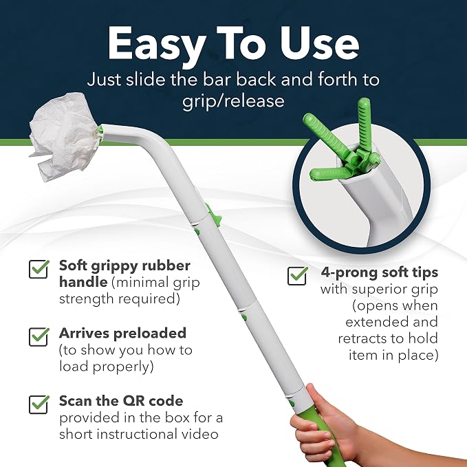 FreedomWand Multipurpose Toilet Aids - 25.5" Inch Wiping Aid Toileting for Women & Men, Butt Wiper Tool, Toilet Assist Device and Paper Extender, Ideal for Elderly, Disabled and Post Surgery Use