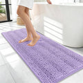 OLANLY Thick Bathroom Runner Rugs 47x17, Extra Absorbent Chenille Striped Bath Rugs, Rubber Backing, Machine Wash Dry, Long Bath Mats for Bathroom, Tub and Shower, Home Decor Accessories, Lavender