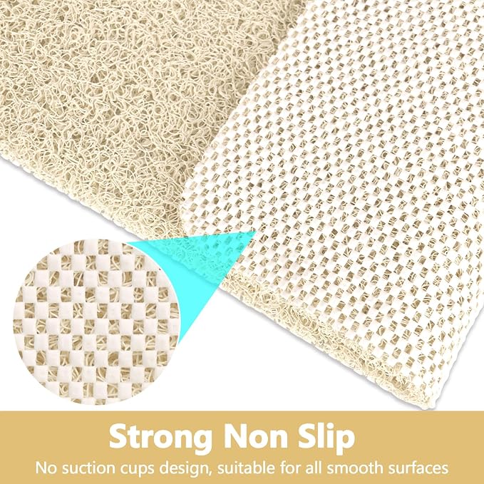 Shower Mat Non Slip: 32 x 24 Inch Extra Large Shower Mats with Drain Hole in Middle - Soft Loofah Quick Drying Matt for Shower Stall