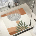 Square Shower Mat Non Slip, Boho Bathmat Quick Drying Easy Cleaning Shower Matt, Tropical Leaves Bath Mats for Bathroom Decor Textured Surface Loofah Shower Foot Scrubber Mat, 24″X24″