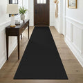 KOZYFLY Black Runners for Hallway 3x9, Wide Washable Runner Rug, Woven Non Slip Kitchen Runner, Braided Entryway Rug, Floor Carpet for Foyer, Bedroom, Hall, Black/Dark Grey