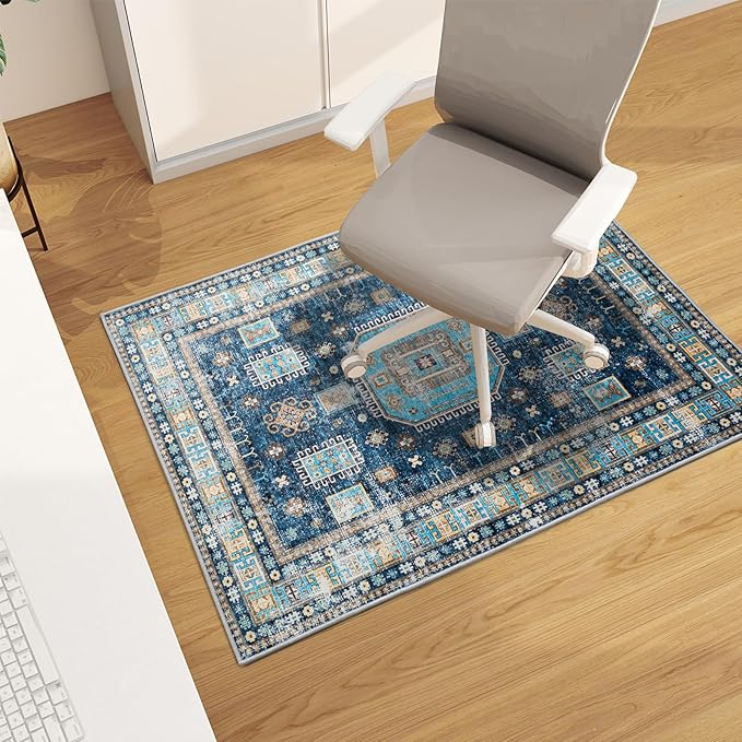 Office Chair Mat for Hardwood Floor, 48"x36" Easy Glide Computer Desk Mat Protector for Rolling Chair Under Desk Rug Nonslip Backing, Machine Wash (Modern)