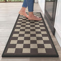 YDKGL Kitchen Rugs Non Slip Washable Kitchen Mats for Floor, Super Absorbent Oil and Water Linen-Look Woven Runner Rug, Kitchen Sink Mat Standing Mat, Brown 17"x47"