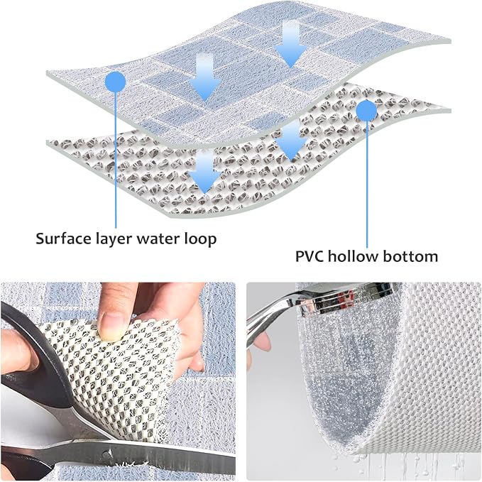 Shower Mat Non Slip Large Bath Tub Mat Non Slip 24''x32'' Loofah Bathroom Shower Mat for Inside Shower Soft Textured Foot Massage Pad Bathroom Floor Mat for Wet Area No Suction Cups Quick Dry