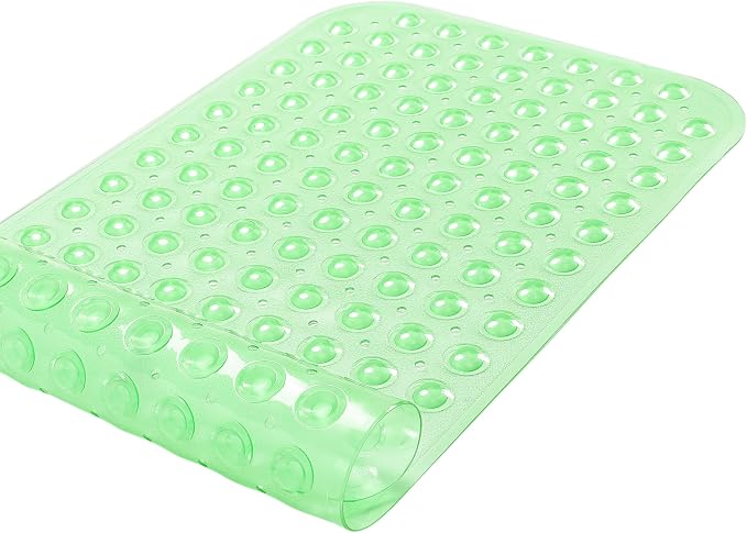 Large Non-Slip Bathtub & Shower Mat 31 inch x16 inch (Smooth/Non-Textured Tubs Only) Safe, Clean, Machine-Washable, Superior Grip&Drainage, Vinyl, Transparent Light Green, Medium