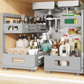 2 Pack 21IN-Depth Under Sink Organizer,Pull Out Cabinet Organizer With Smooth Cylindrical Rail,Metal Slide Out Drawer for Kitchen Bathroom Laundry,8-Level Tool Free Height Adjustable-Gun Gray