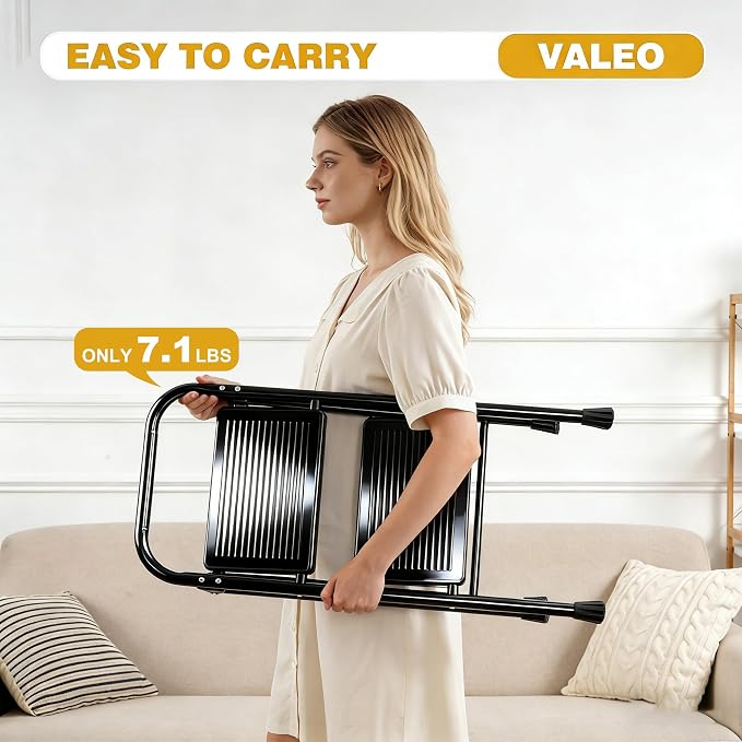 Valeo 2 Step Ladder, Step Stool with Wide Anti-Slip Pedal, 330 lbs Capacity,Step Ladder Folding Step Stool for Adults, Lightweight Steel Portable ladders for Home Kitchen & Office,Black