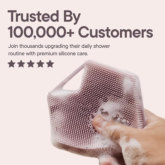 TOOLETRIES Premium Silicone Body Scrubber 2.0, Hygienic Loofah Alternative, Exfoliating Shower Scrubber for Sensitive Skin, Quick Drying & Long-Lasting Bathroom Essentials for Men & Women - Blossom