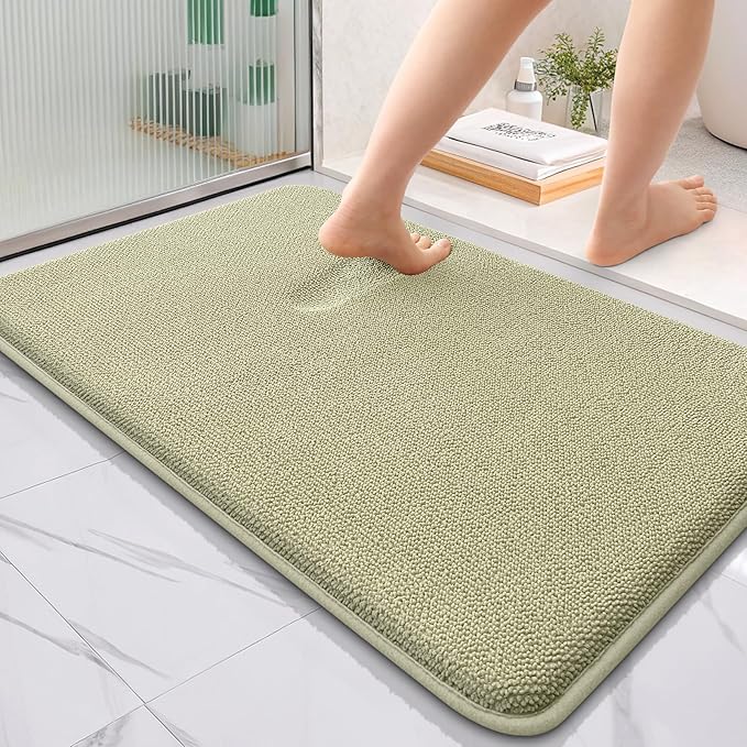 OLANLY Thick Memory Foam Bath Mats Rugs 36x24, Extra Soft Absorbent Bathroom Rug, Quick Dry Bath Mat, Non-Slip, Machine Washable Carpet for Bathroom, Tub and Shower, Home Decor Accessories, Vanilla