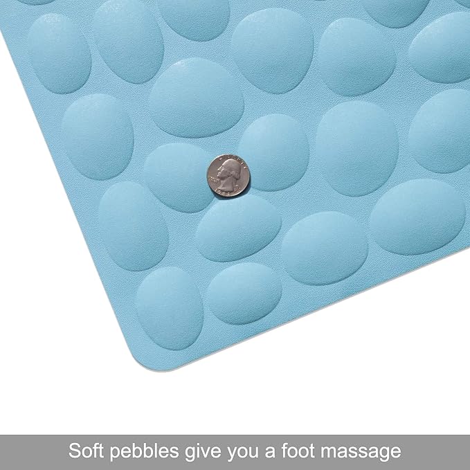 Non-Slip Bathtub Mat OTHWAY Soft Rubber Bathroom Bathmat with Strong Suction Cups (Lake Blue, 16x31.5 inch)