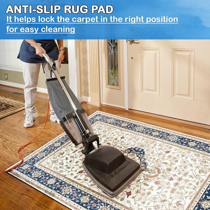 Non-Slip Rug Pads 1/4” Thick, 2x10Ft Waterproof Rugs Non Skid Rug Pad for All Floors and Finishes Durable Hardwood Floor Protective Felt Keeps Rugs in Place, Safe and Secure