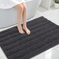 OLANLY Thick Large Bathroom Rugs 44x32, Extra Soft Absorbent Chenille Striped Bath Rugs, Rubber Backing, Machine Wash, Bath Mats for Bathroom Floor, Tub and Shower, Home Decor Accessories, Dark Grey