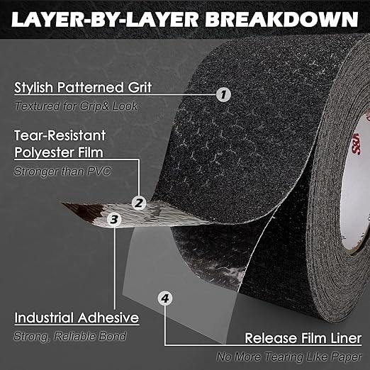 S&X Anti Slip Tape Heavy-Duty 18" x 33' Non Skid Roll, Unmatched Grip Tape for Outdoor Stairs, Decks, Ramps - Waterproof & Durable