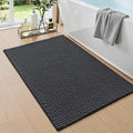 DEXI Bathroom Rugs 32x20, Non Slip Washable Bath Mat, Absorbent Chenille Bathmat, Ultra Soft Thick Carpet for Tub Shower Floor, Dark Grey