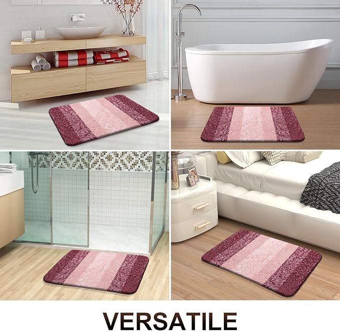 OLANLY Small Bathroom Rugs Mat 24x16, Extra Soft Absorbent Microfiber Bath Rugs, Rubber Backing, Quick Dry, Machine Washable Bath Mats for Bathroom Floor, Tub and Shower, Home Decor Accessories, Red