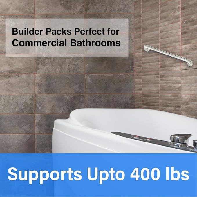 42' Peened Grip Shower Handle | 304 Stainless Steel Bathtub and Shower Grab Bars, Up to 400lbs