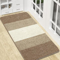 Kitinjoy Indoor Outdoor Door Mat, 47x20 Non-Slip Absorbent Dirt Trapper, Low-Profile Washable Inside Entrance Front Floor Mat, Sturdy Soft Entry Doormats for Entryway, Khaki