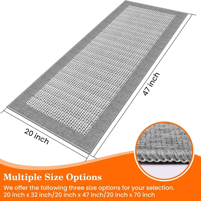 StepRite Kitchen Rugs, Kitchen Mat for Floor, 47"x20" Non-Slip Machine-Washable Commercial Floor Mat, Absorbent Heavy-Duty Rug for Office & Home, Sink Standing Mat, Entryway Carpet, Light Grey