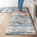 KIMODE Kitchen Mats for Floor Anti Fatigue, 17"x47"+17"x29" Farmhouse Kitchen Rugs Sets of 2, Padded Kitchen Floor Mats, Comfort Standing Mats for Sink Laundry Office Desk Dark Blue Grey