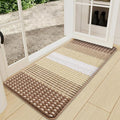 Kitinjoy Indoor Outdoor Door Mat, 47x24 Non-Slip Absorbent Dirt Trapper, Low-Profile Washable Inside Entrance Front Floor Mat, Sturdy Soft Entry Dotted Ombre Doormats for Entryway, Light Brown