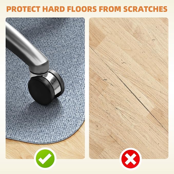 Office Chair Mat for Hardwood Floor, 55" x 35" Anti-Slip Mats for Rolling Chair, Large Computer Gaming Chair Mat, Tile Floors Protector for Office Home Gym, Light Gray