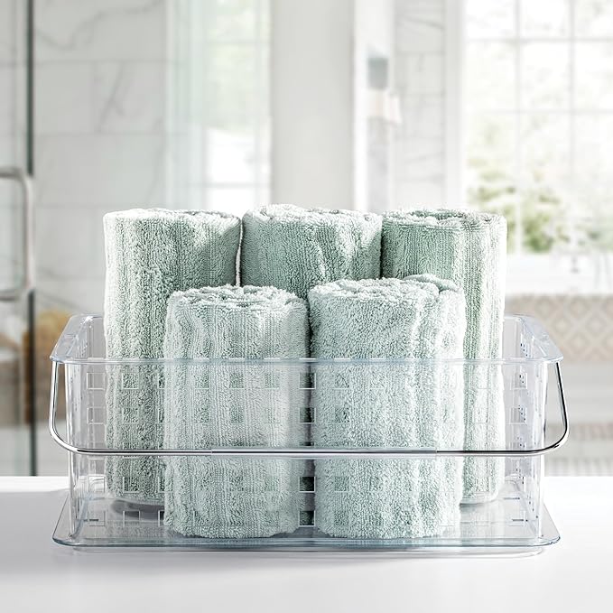 iDesign Large Stackable Shower Caddy Basket for Bathroom or College Dorm, Clear, Made in USA