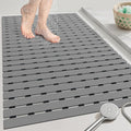 OTHWAY Large Shower Mat, 35.4 x 24 Inch No Suction Cup Shower Mat Non Slip, Quick Drain Large Non Slip Shower Mats for Inside Shower, Heavy Duty Curlable PVC Shower Floor Mat, Dark Grey