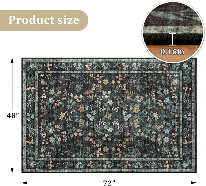 chakme Office Chair Mat for Hardwood Floor, 72"x48" Easy Glide Computer Desk Mat Protector for Rolling Chair Under Desk Rug Nonslip Backing, Machine Wash, (Floral)