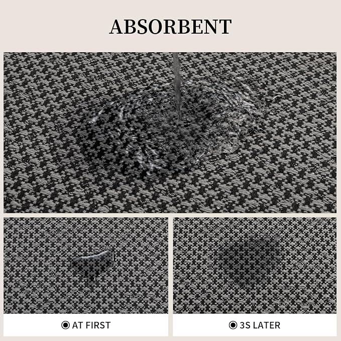 YIHOUSE Thin Bath Mat Dark Grey Bathroom Rugs Sets 2 Pieces, Non Slip Absorbent Mats Quick Dry, Woven Rugs Washable, Tapetes para Baño for Bathroom Toliet,Bathtub(17"x24"+17"x32")