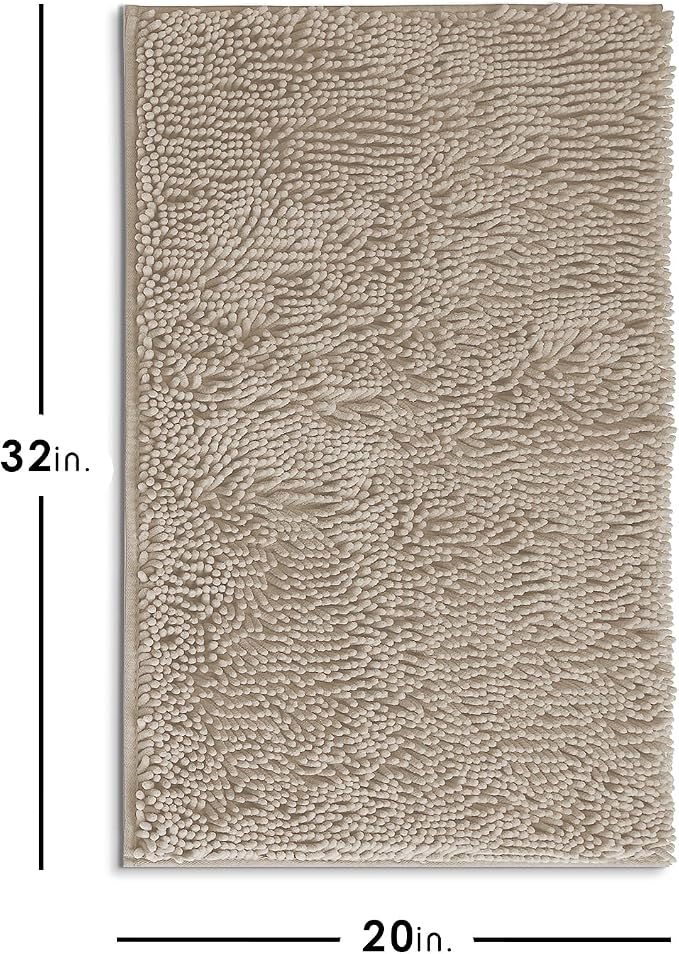 Hearth & Harbor Bathroom Rugs, Chenille Bath Mat - Machine Washable Bath Mats for Bathroom Non-Slip Backing Rubber, Quick Dry Bathroom Mat