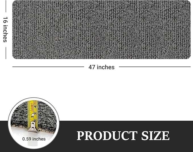 LuxStep Shower Mat Bathtub Mat,47x16 inch, Non-Slip Bath Mat with Drain, Quick Drying PVC Loofah Bathmat for Tub,Shower,Bathroom (Phthalate Free,Black)