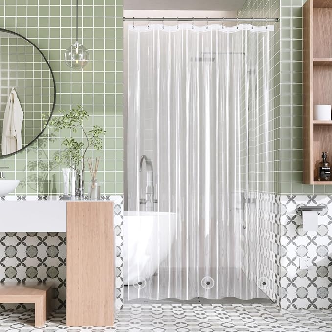 AmazerBath Shower Curtain Liner Small, 60x72 Clear Camper Shower Curtain, Waterproof Plastic Shower Liner, Lightweight PEVA Shower Curtain for Bathroom with 3 Magnets and 10 Rustproof Metal Grommets