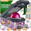 HomeHacks Vegetable Chopper Vegetable Cutter, 15 in 1 Kitchen Gadget, Dicer, Slicer, Onion Cutter, Salad, Cheese Grater & Egg Separator - Multi-Functional Veggie Chopper Lid with Handle (Grey)