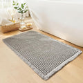 Waffle Bath Mat - Boho Bathroom Rugs Non Slip Washable, Super Absorbent & Quick Dry, Soft Bath Mat Farmhouse Bathroom Decor, 24'' x 36'', Light Grey