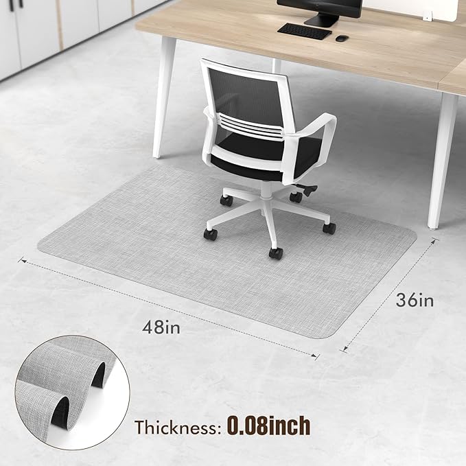Blvornl Office Chair Mat for Hardwood Floor, 36"x 48" Desk Computer Chair Mat for Hard Wood and Tile Floor, Large Anti-Slip Hard Floor Protector Rolling Chair Mat, PVC Mat Desk Rug Light Grey