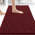 OLANLY Bathroom Rug Mat 30x20, Thick Soft and Absorbent Chenille Bath Mat, Non-Slip Rubber Backing, Machine Washable Quick Dry Bath Rugs for Tub Shower Floor, Home Decor Accessories, Burgundy