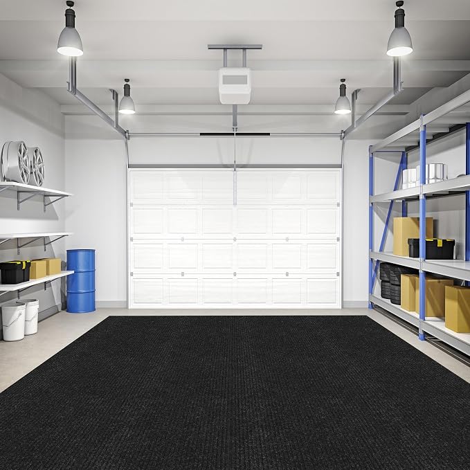 Ottomanson 6'6" x 31' Hallway Runner with Scraper Pile - Extra Durable Non-Slip Rug Mat for Indoor & Outdoor Use - Ideal for Kitchen, Entryway & Garage - High-Traffic Carpet, Black