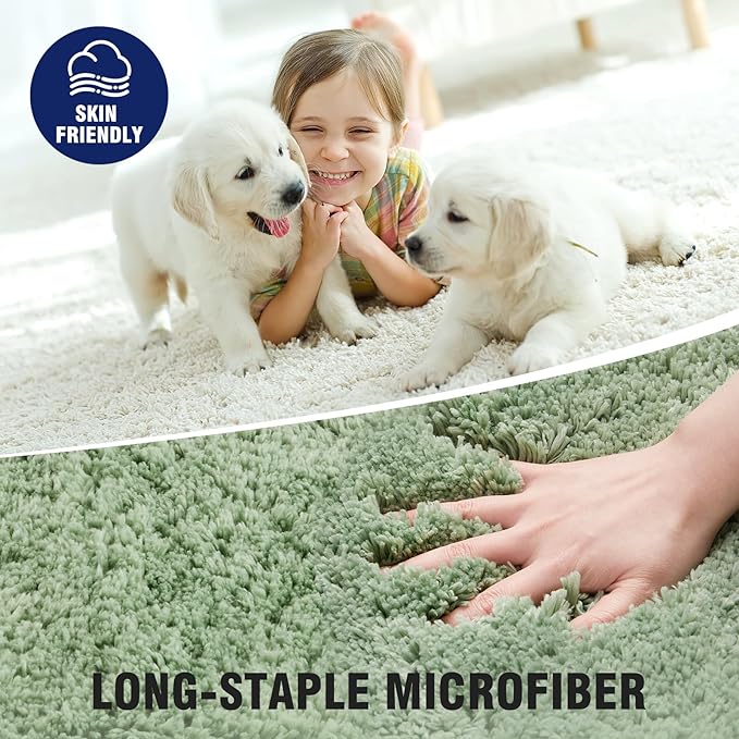 TECHMILLY Super Soft Shaggy Bathroom Runner Rugs, Absorbent Thick Non Slip Microfiber Bath Rugs, Quick Dry Machine Washable Bath Mat for Bathroom Floor, Bathtub and Shower 17"x47"