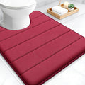 OLANLY Memory Foam Toilet Rugs U Shaped 24x20, Super Soft Absorbent Contour Bath Rugs, Quick Dry, Machine Washable Toilet Mat, Bathmat Floor Carpet, Bathroom Home Decor Accessories, Burgundy