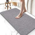 Upgraded Bath Mat 19x30Inch, Thin Bath Mats Rugs with Rubber Backing Non-Slip, Absorbent,Quick Dry Machine Washable, Home Decor Accessories Cozy Cloth Bathroom Rugs fit Under Door/Sink/Tub/Shower-Grey