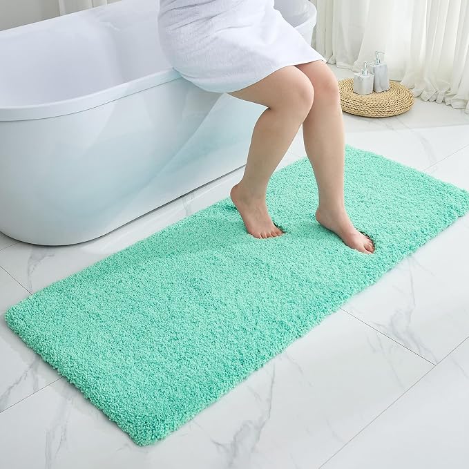 Disolla Mint Green Bathroom Rug 24x48 - Non-Slip Plush Thick Bath Mat, Highly Absorbent & Ultra Soft Fluffy Floor Mat, Machine Washable for Shower and Tub