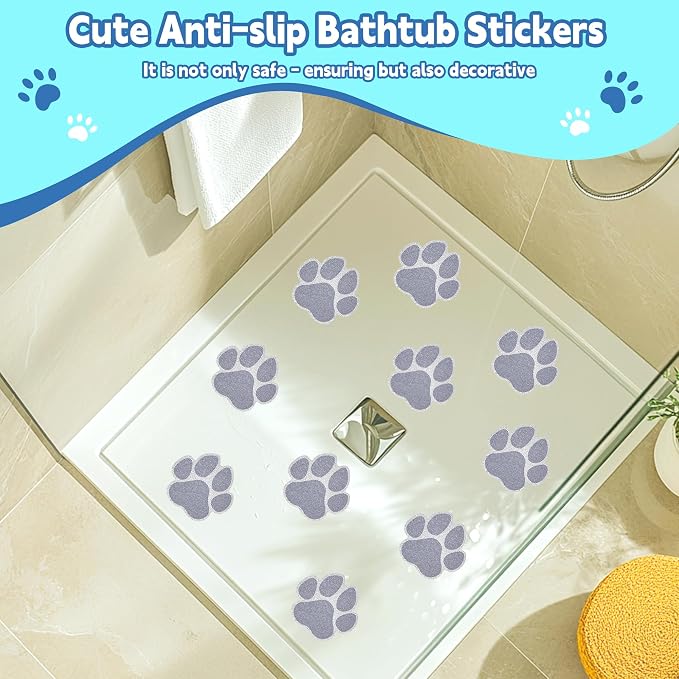 Secopad 20 PCS Original Non-Slip Bathtub Stickers, Large Safety Bathroom Tubs Showers Treads Adhesive Decals with Scraper(Gray)