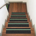 10 Pack 4” x 24” Anti Slip Traction Treads with Glow in The Dark Stripe, Outdoor Waterproof Non Skid Pre-Cut Tape with Roller, High Traction Friction Abrasive Adhesive for Stairs Step