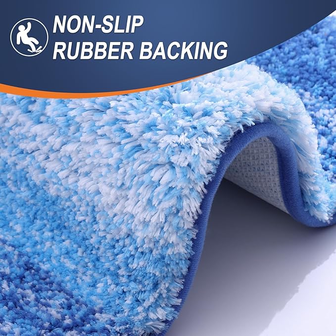 OLANLY Small Bathroom Rugs Mat 24x16, Extra Soft Absorbent Microfiber Bath Rugs, Rubber Backing, Quick Dry, Washable Bath Mats for Bathroom, Tub and Shower, Home Decor Accessories, Light Royal Blue