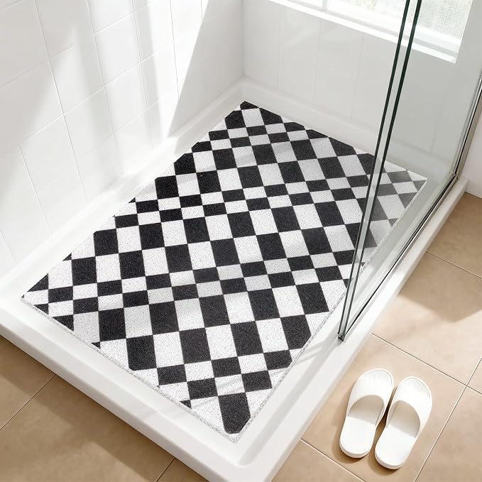 Shower Mat Non Slip - Quick Drying Anti Slip Shower Mats for Inside Shower, Soft PVC Loofah Foot Scrubber Mat, Extra Large Bath Mat for Shower, Tub, Bathroom, Floor, Kitchen, Home, Pool, Hotel