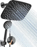Veken 11.8 Inch Rain Shower Head with Handheld- High Pressure Dual Shower Heads with 5 Modes Hand held Spray Combo- Wide Rainfall Showerhead with Hose, Bathroom Accessories, Matte Black