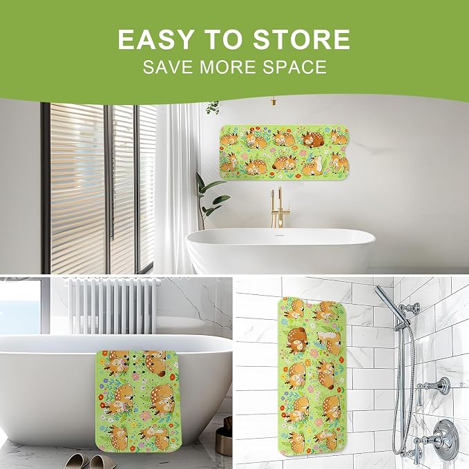 XIYUNTE Baby Bath Mat for Tub Non Slip Kids, BPA Free Extra Long Bathtub Mat 40x16 with Drain Holes and 200 Suction Cups, Non Toxic Machine Washable Toddler Bath Mat, Eco-Friendly Certified