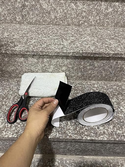COSIMIXO 1" x 35Ft Heavy Duty Anti Slip Tape,Best 80grit Friction,Grip,Abrasive for Stairs Outdoor/Indoor Waterproof Grip Tape Safety Non Skid Tread Staircases Anti-Slip Traction Tape Black