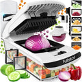 Fullstar All in One Vegetable Chopper and Mandoline Slicer - Food Chopper with Container and Julienne Slicer, Fruit Slicer, Veggie Cutter, Kitchen Gadgets & Gift for Mom (8 in 1, White)